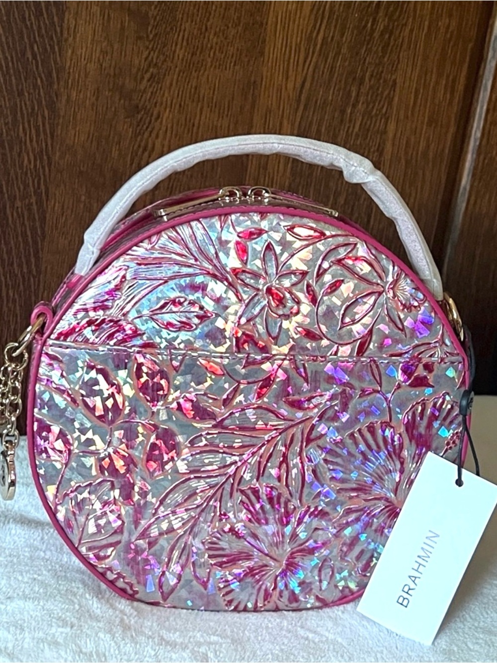 BRAHMIN Lane Top Handle Crossbody Bag Coral Pink Snapdragon Lokelani NWT